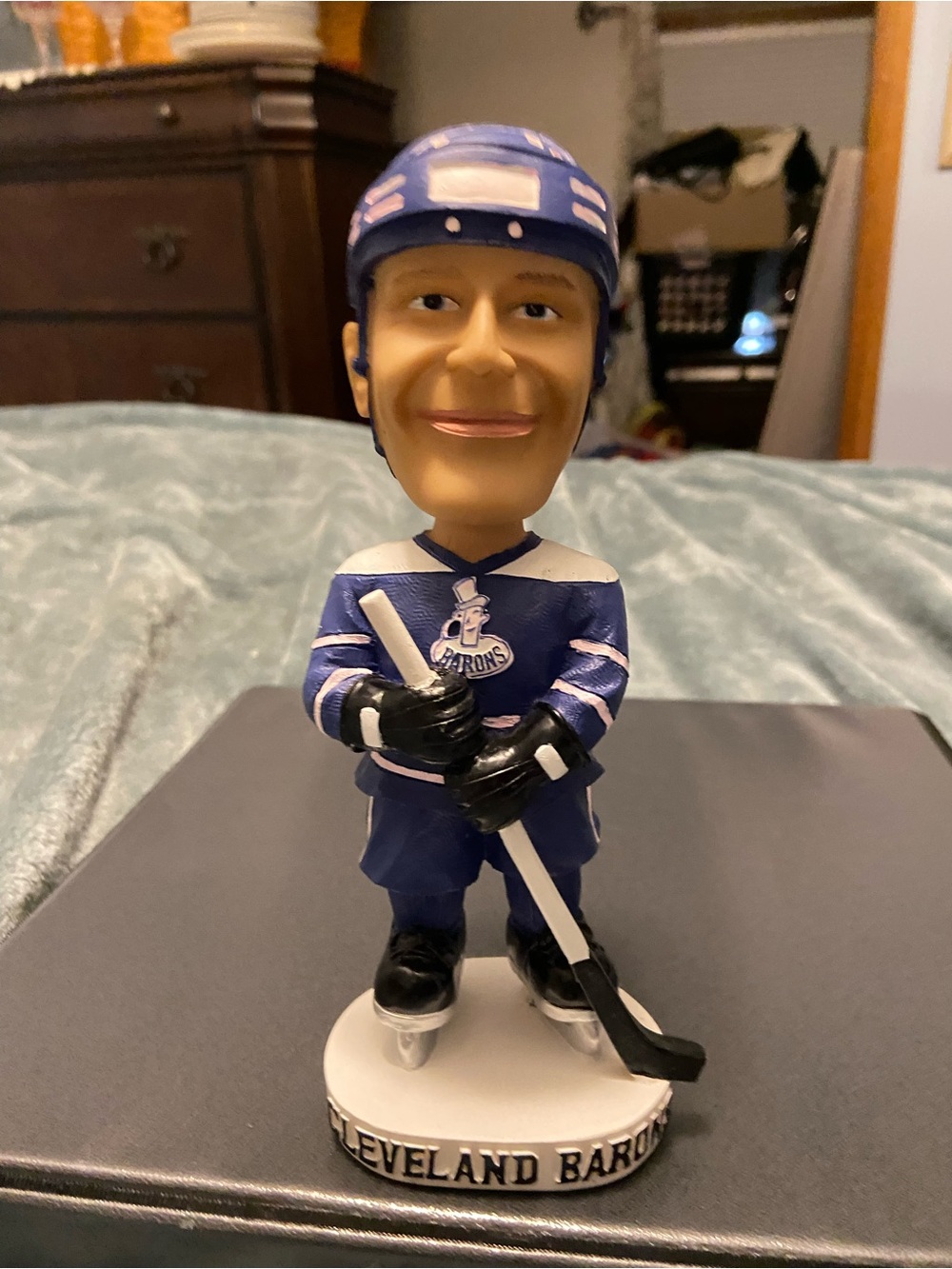 Cleveland Barons Blue Hockey Player Bobblehead Figurine